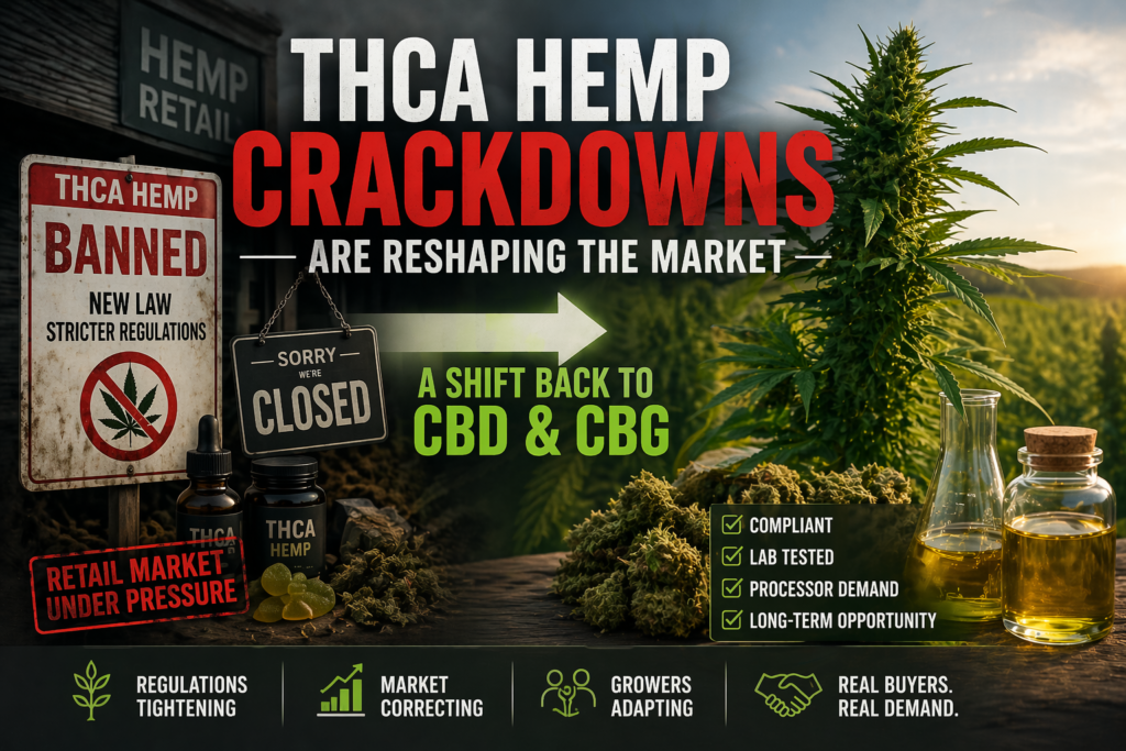 THCA Hemp Crackdowns Are Reshaping the Market: Why Growers Are Shifting Back to CBD and CBG in 2026